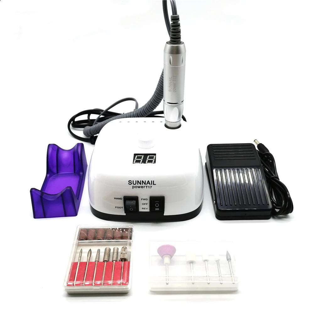 Strong SUN Electric Nail Drill 35000rpm Manicure Machine Pedicure Tools Accessoires Drill Bits File Nail Art Equipment With LCD