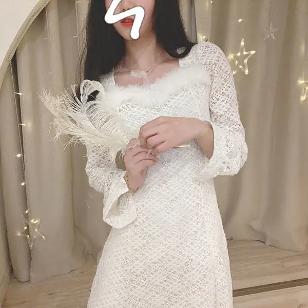 

Lace Dress for Women Autumn Winter New Long Sleeve Dresses for Women Vestido De Mujer