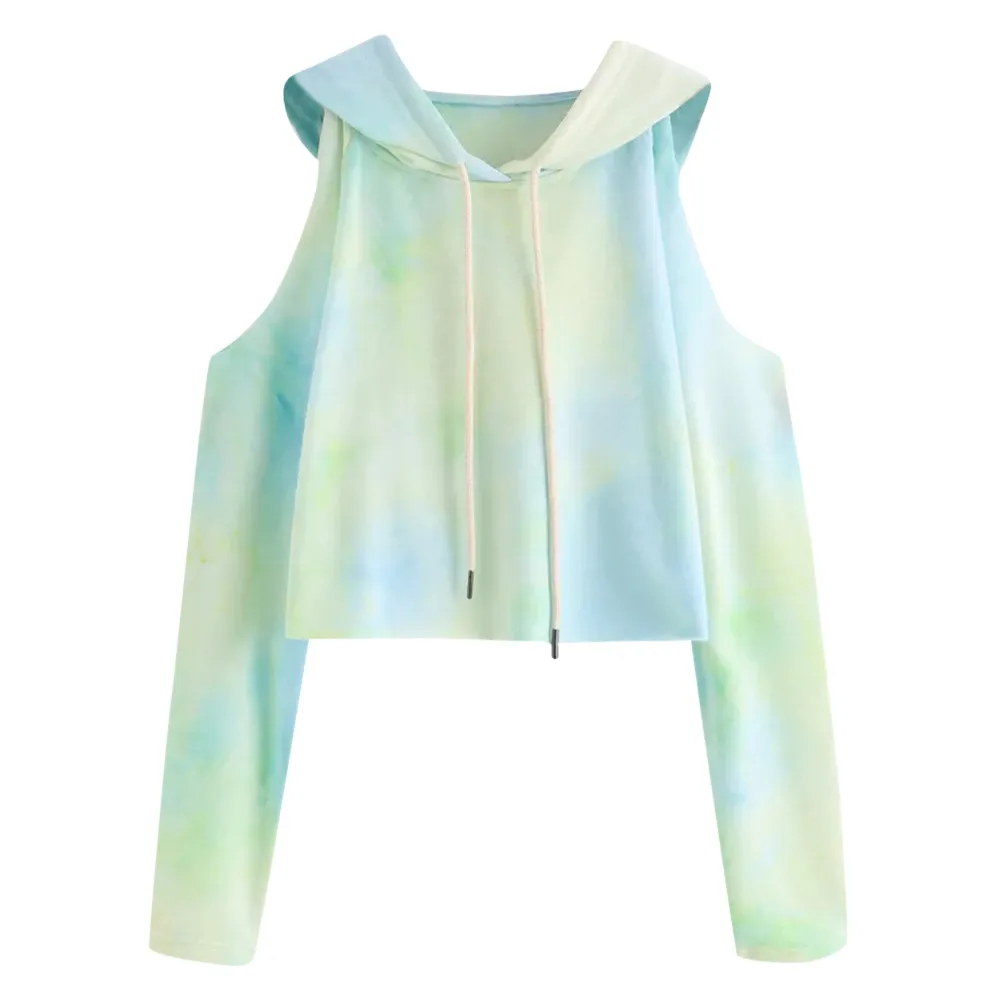 Женская толстовка без бретелек с принтом свитер пуловер длинными рукавами топы