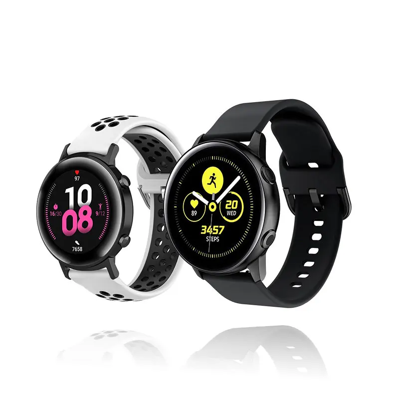 Силиконовый ремешок 20 мм 22 мм для Amazfit Bip S U GTS 2, ремешок для часов Samsung Glalaxy Watch Active 2 40 мм 44 мм, Аксессуары для браслета