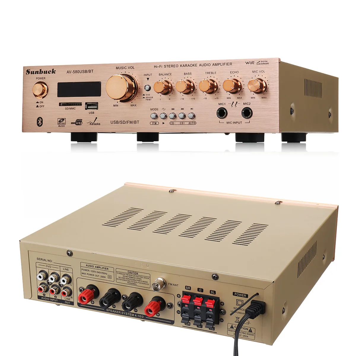 Sunbuck AV-580USB/BT 1200 Вт bluetooth 5CH стерео усилитель поддержка fm-радио USB SD карта звуковой режим аудио Музыка усилитель
