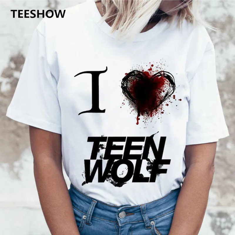 Прочный чехол Teen Wolf Harajuku футболка для женщин летние рубашки мальчиков 90s белого