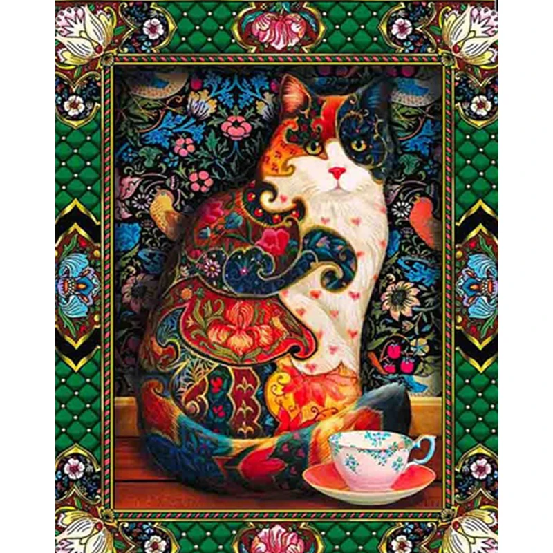 Diamond Paint Cat Broderie Diamant Cartoon Cross Stitch European American Style Home Decor Round Picture Of Resin | Дом и сад