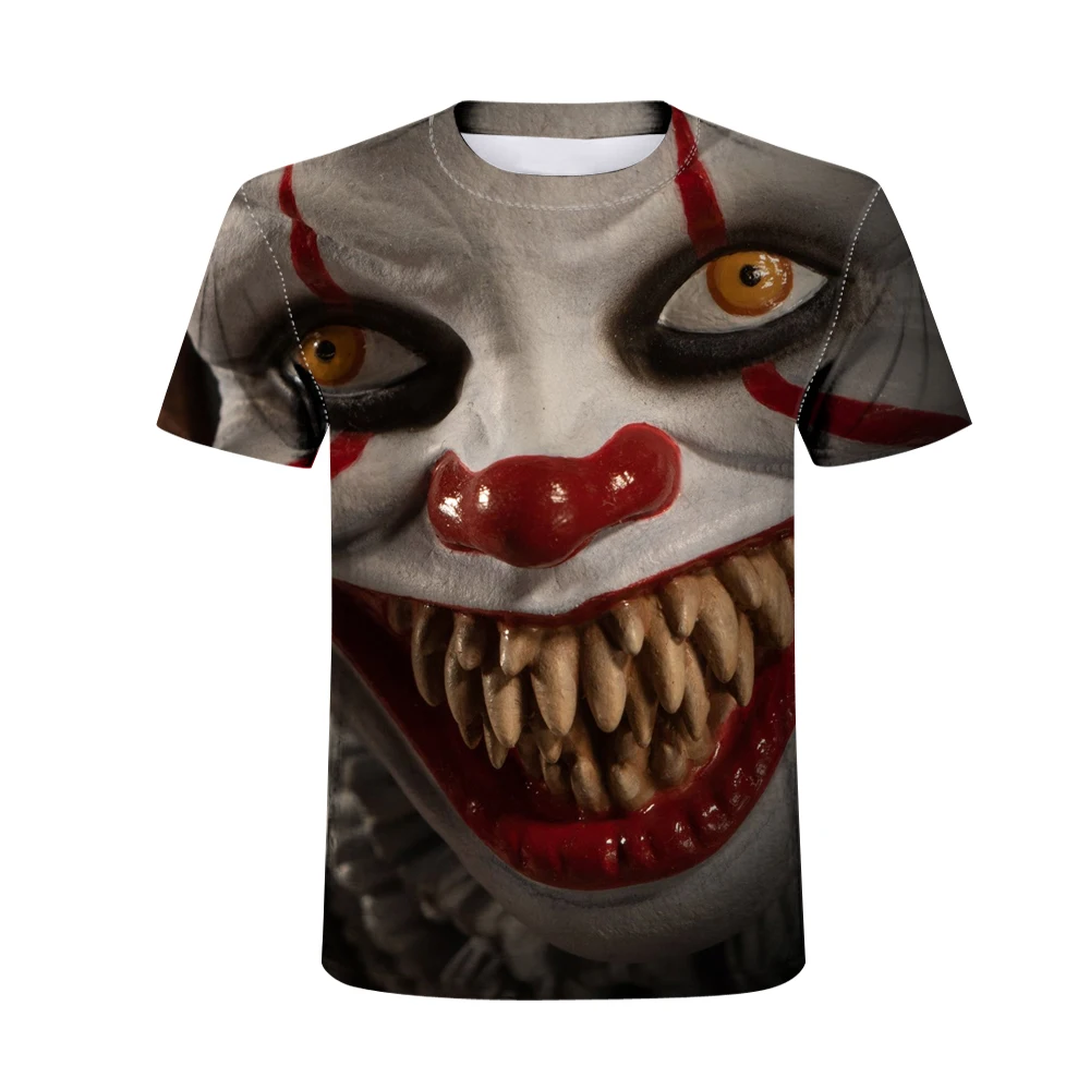 Новая мужская футболка в стиле фильма ужасов Pennywise Футболка с принтом клоуна