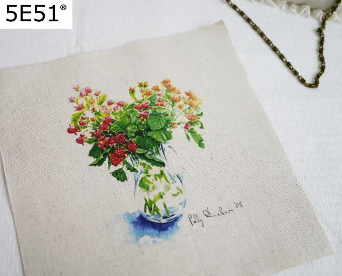 

cotton and linen cloth hand printing and dyeing decorative painting dining mat glass vase flower