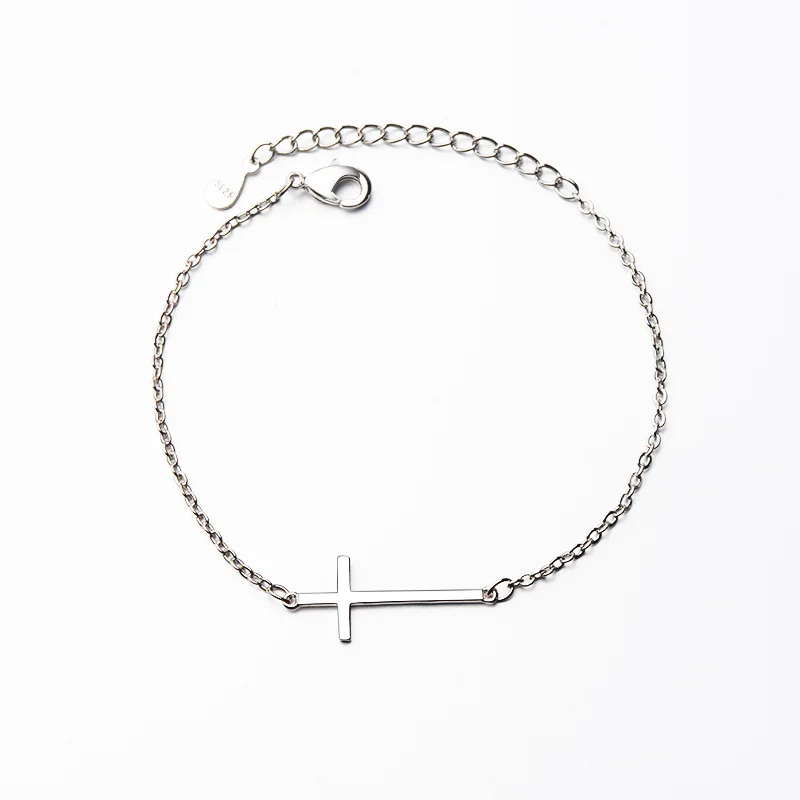 

925 Sterling Silver Cross Charm Bracelet For Women Bracelet &Bangle Jewelry Birthday Party SL349