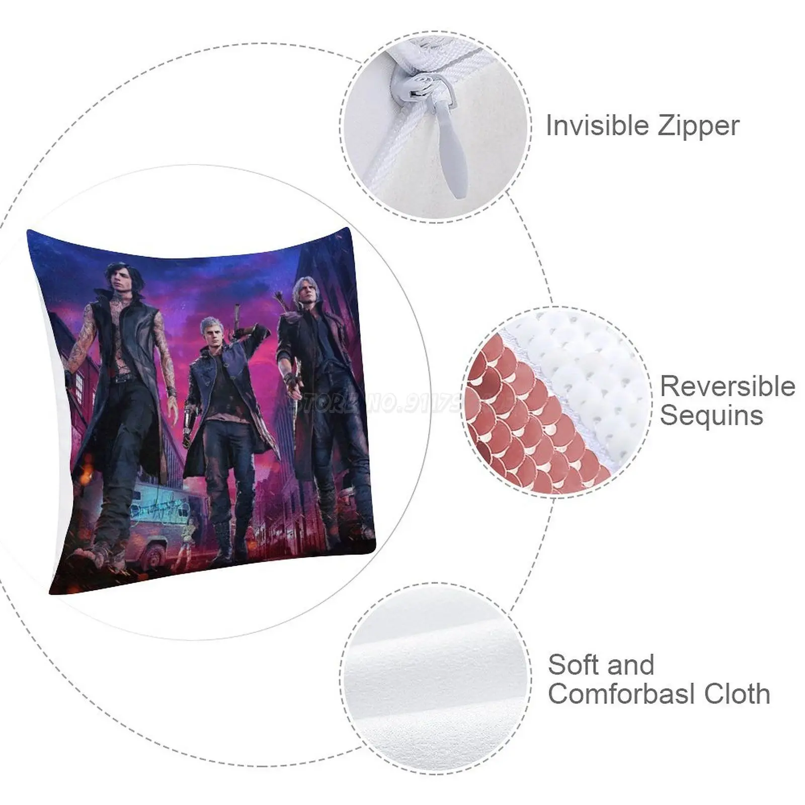 5 Постер-Неро Данте V Пайетки Наволочка на Подушку для Дивана 40X40см Русалочка Неро Игровые Игры.