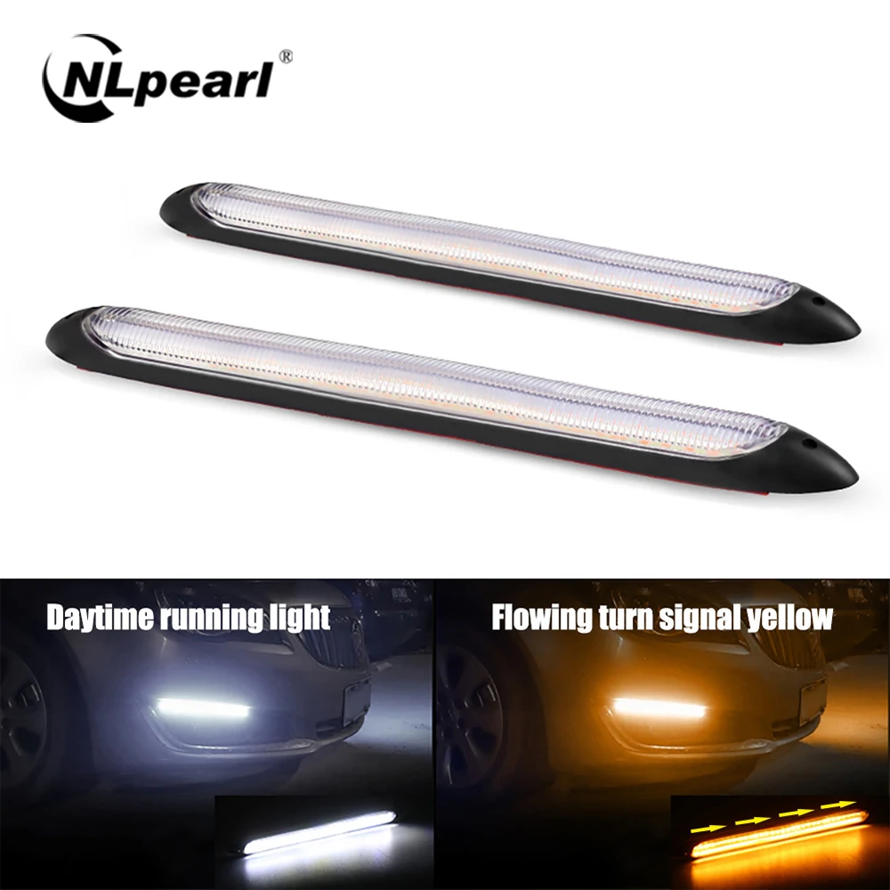 

NLpearl 1pair 12V Flexible DRL LED Strip Turn Signal Lamp Yellow Auto Flowing DRL LED Daytime Running Light for Car Headlights