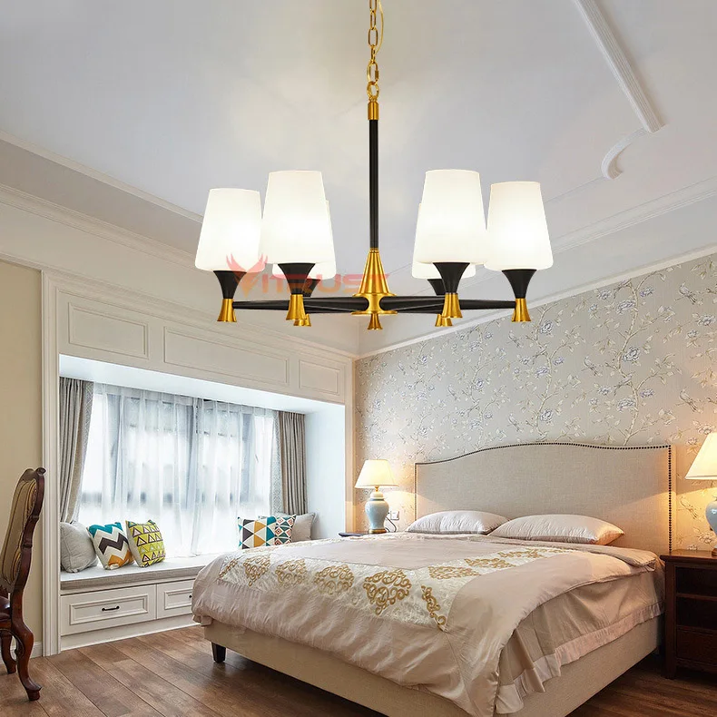 Modern Chandelier Lamps Lights Iron Lampshade Vintage LED Chandeliers Living Room Bedroom Dining Restaurant Hanging Light | Освещение