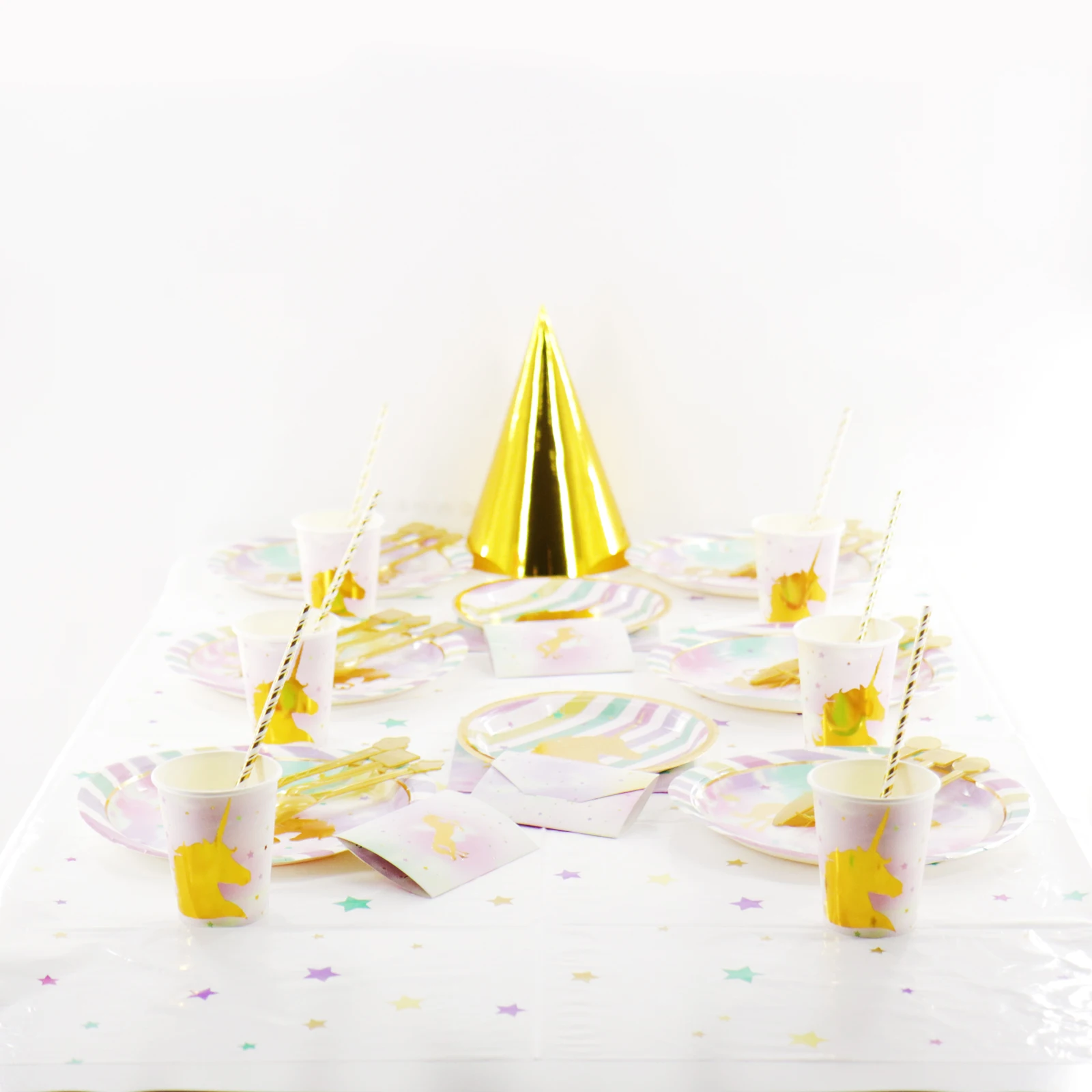 Единорог тематическая вечеринка на день рождения декорации одноразовая посуда