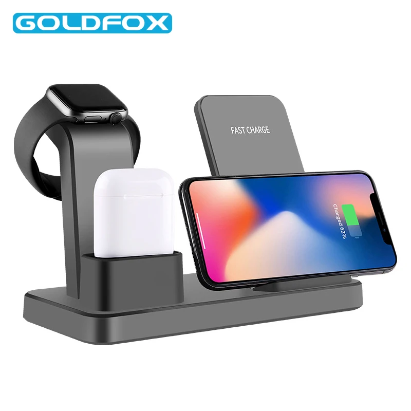 Быстрое многофункциональное Беспроводное зарядное устройство 3 в 1 для Apple Watch