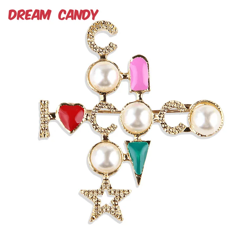 Женская Брошь с жемчугом Dream Candy в новом стиле креативная брошь эмалью и буквами