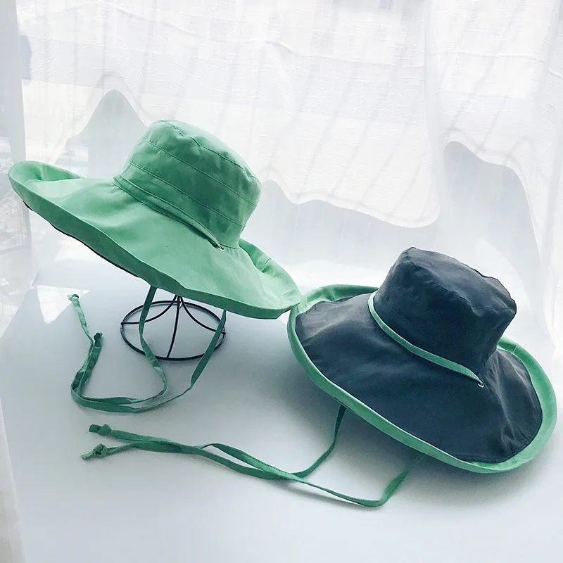 

Bucket Hat Reversible Summer Outdoor Women Sun Hats Wide Brim Foldable Hiking Camping Hats Large Elegant Bucket Hats Black Beige