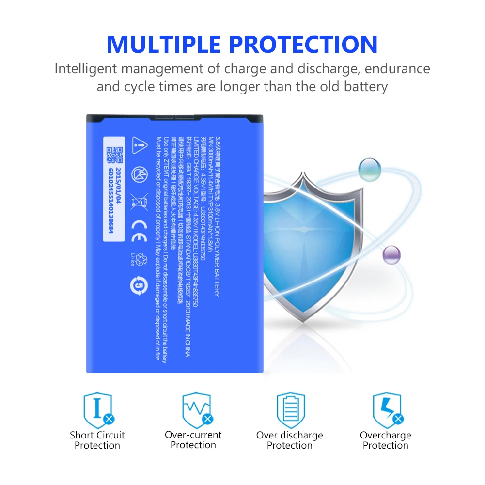 Аккумулятор Li3830T43P4h835750 3100 мАч для ZTE S2 Grand S II S291 4G LTE V5 MAX сменный аккумулятор |