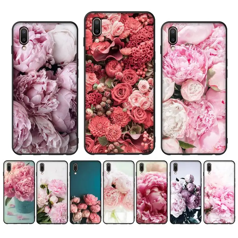 

Pink Flower Peony On The Vase Phone Case Case For Oppo Reno Realme C3 6Pro Cover For vivo Y91C Y17 Y19 Funda Capa