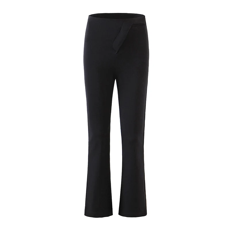 

2021 Women Fashion Flare Pants Ins Blogger's High-waist Oblique Buckle Slim-fit Stretchy Slim Drape Straight-leg Suit Trousers