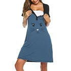 Женская ночная рубашка с коротким рукавом и милым принтом для кормящих мам платье для грудного вскармливания Одежда для беременных женщин платье для грудного вскармливания