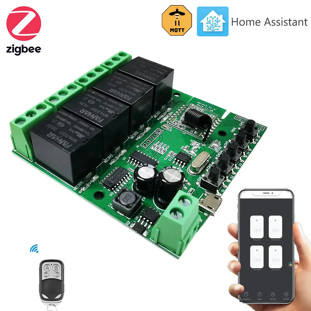 Zigequation-Commutateur de quotes intelligentes, porte de garage bricolage, compatible avec Philips Hue,Ewelink airies, MQTT et ZHA, 4 canaux