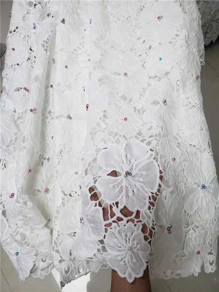 Высокое качество белый мягкий шнур кружева последние африканские гипюровые