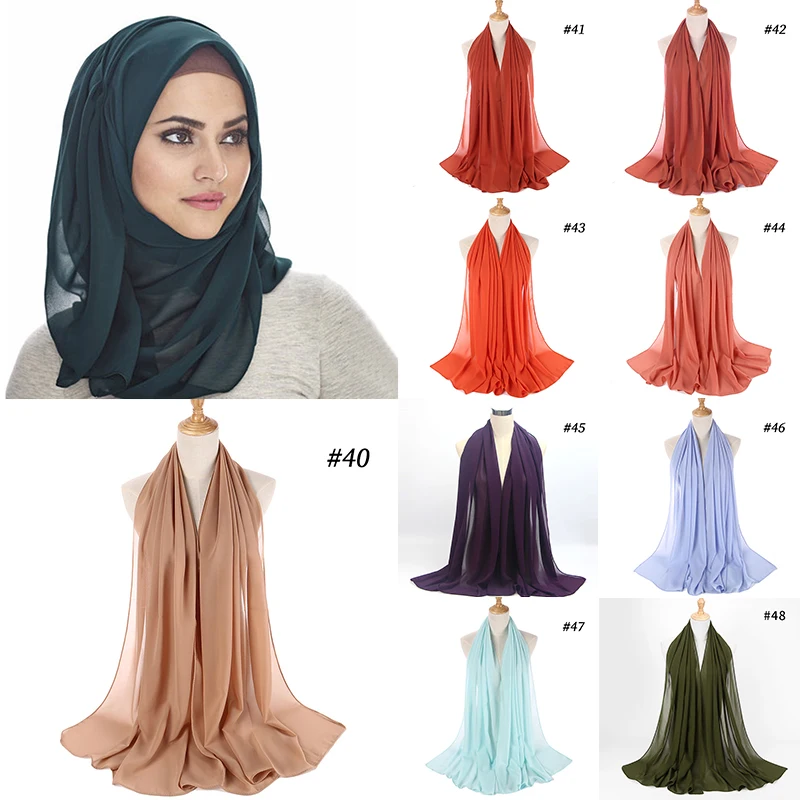 

Solid Color Bubble Chiffon Scarf Hijab Wrap Shawl Women Fashion Headband Muslim Hijab Scarves Women's Head Scarf foulard femme