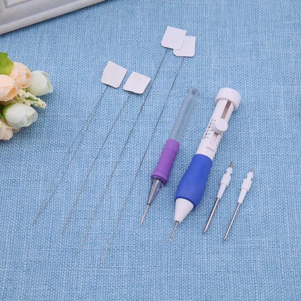 Magic Embroidery Pen Punch Needle Set 3 Needles 2 Threaders Craft Tool for DIY Sewing Cross Stitch Accessories | Дом и сад