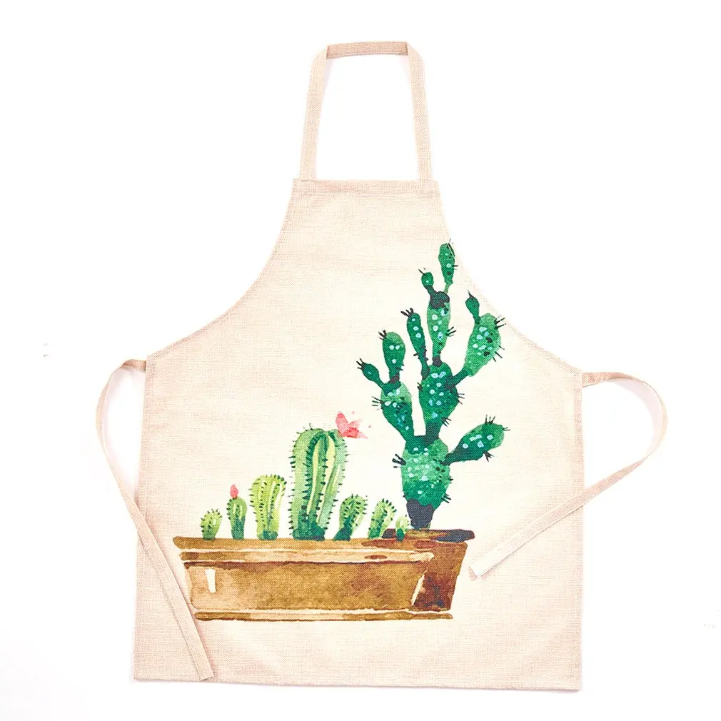 Хлопковый Льняной Фартук с цветочным принтом для женщин и мужчин коммерческий