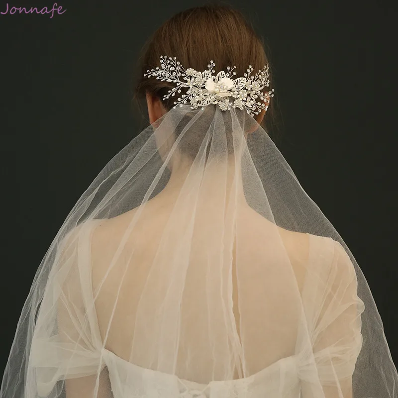 Женский обруч для волос с маленьким жемчугом серебристая Расческа невесты