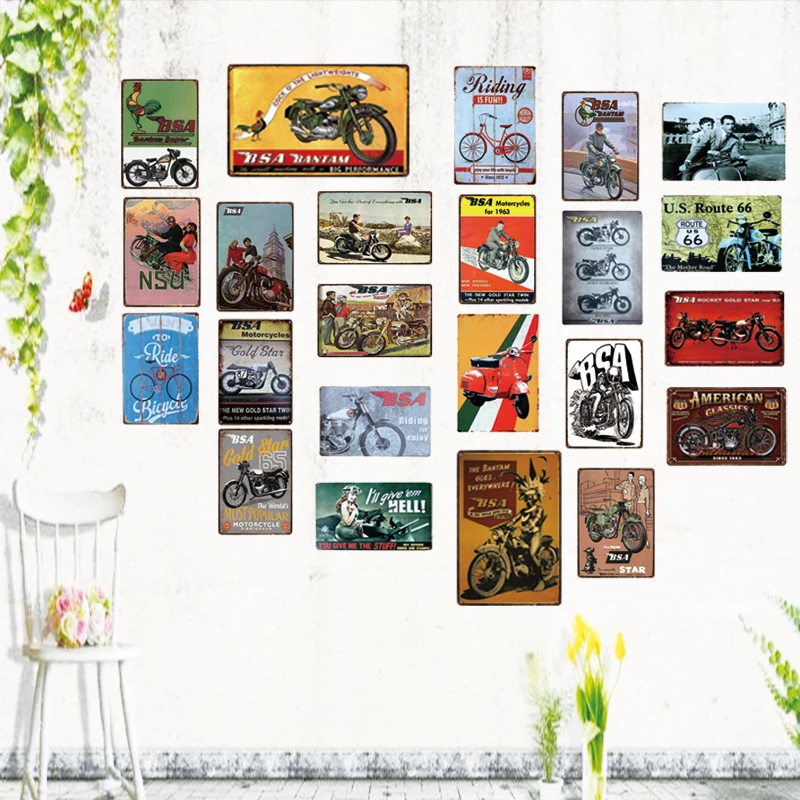 

Classic Motorcycle Tin Signs Shabby Chic Retro Home Wall Music Bar Art Garage Decor Iron Poster Cuadros 3399A