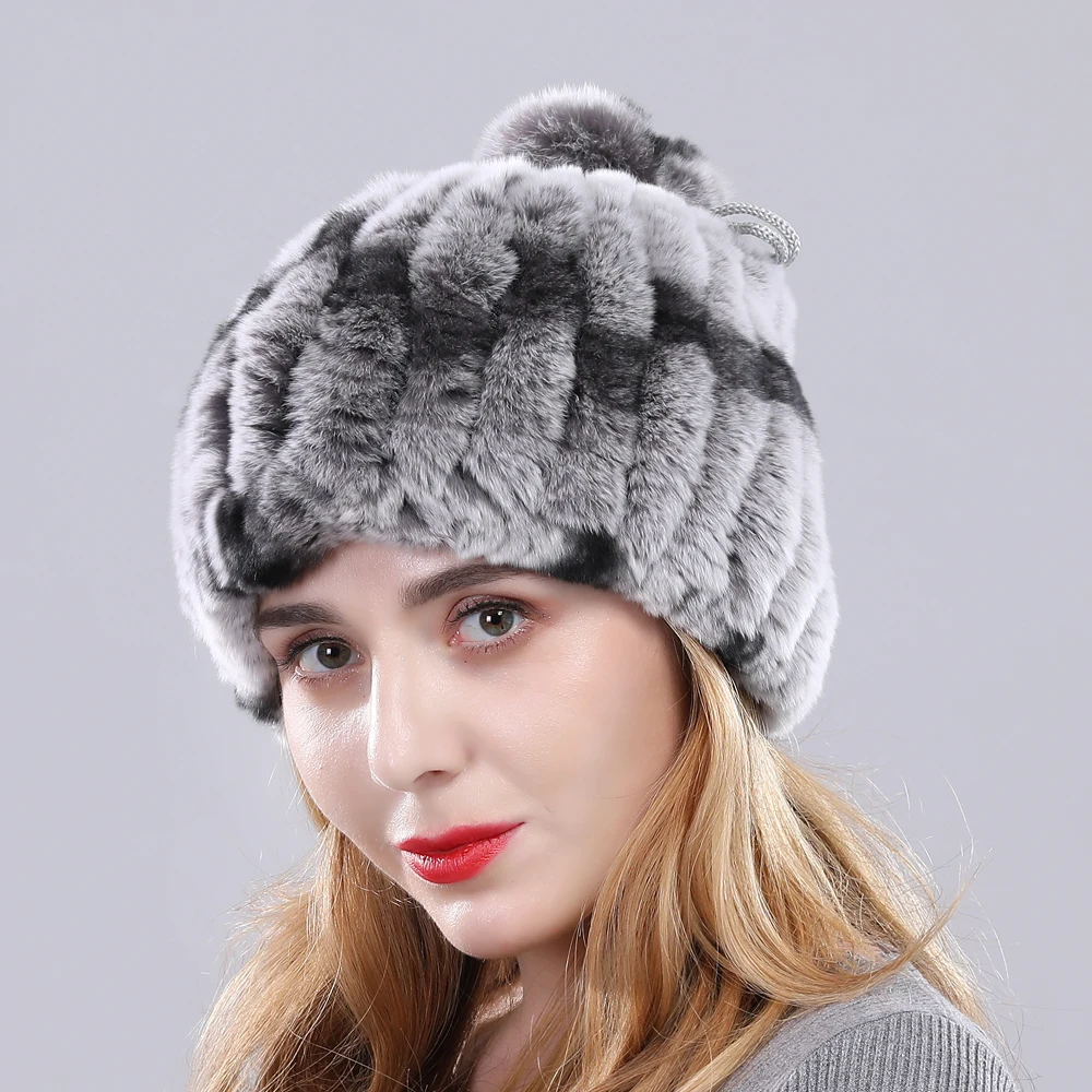 Женская меховая шапка вязаные женские шапки эластичный шарф помпоны с ремнем
