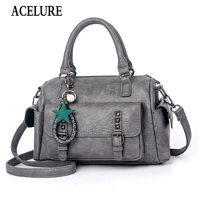 

ACELURE Star Pendant Shoulder Messebger Bags High Capacity Casual Fashion Handbags for Women Soft PU Leather Female Fashion Tote
