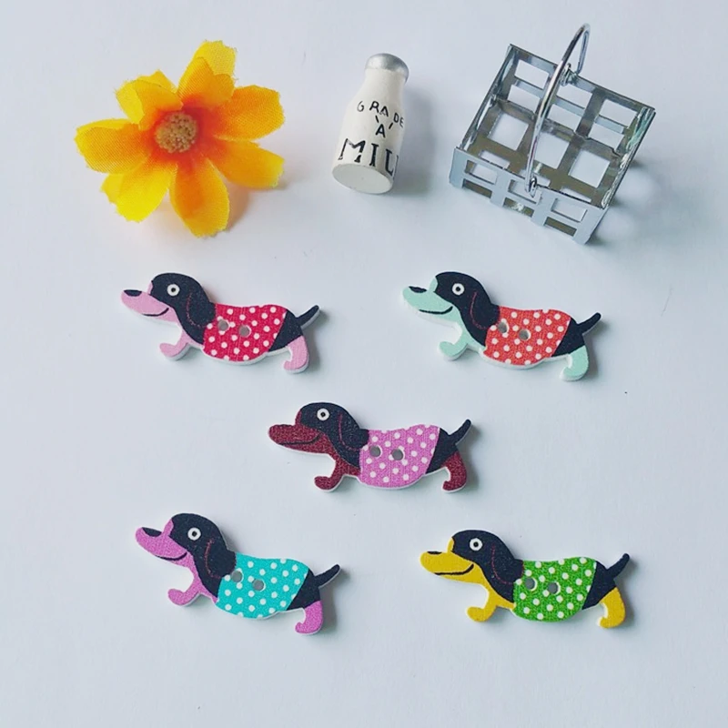 50pcs 2 Holes Mixed dog Buttons Sewing 15x35mm  Scrapbooking Sewing Accessories Decorative Buttons