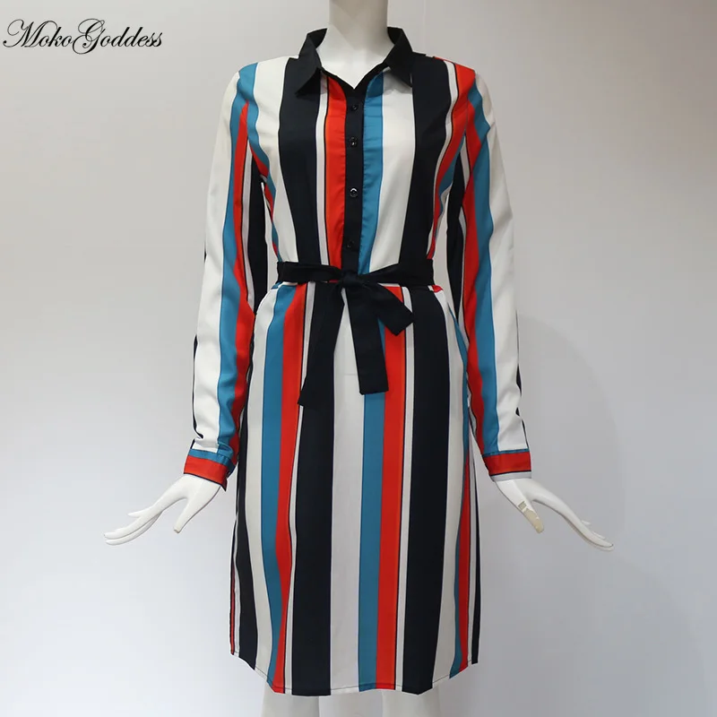 

Chiffon Dress 2020 Summer Striped A-line Print Boho Beach Dresses Women Long Sleeve Office Shirt Dress Mini Party Dress Vestidos