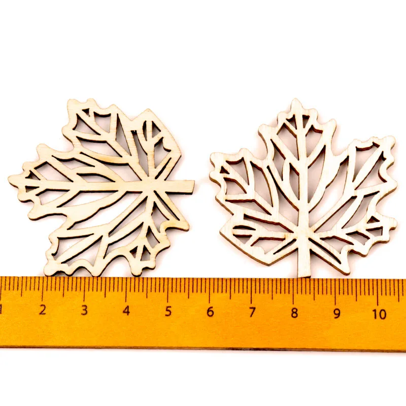Natural Wooden Leaves Pattern - 10pcs Scrapbooking, Painting, Craft Handmade Accessories - 50-52mm for Sewing Home Decoration DIY image 5