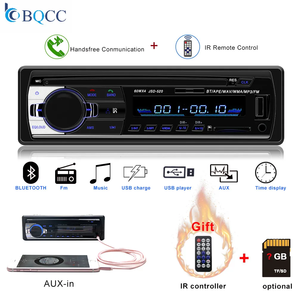 12 В Bluetooth автомобильный стерео 1 Din Авторадио In Dash FM Aux вход приемник SD USB MP3 MMC WMA