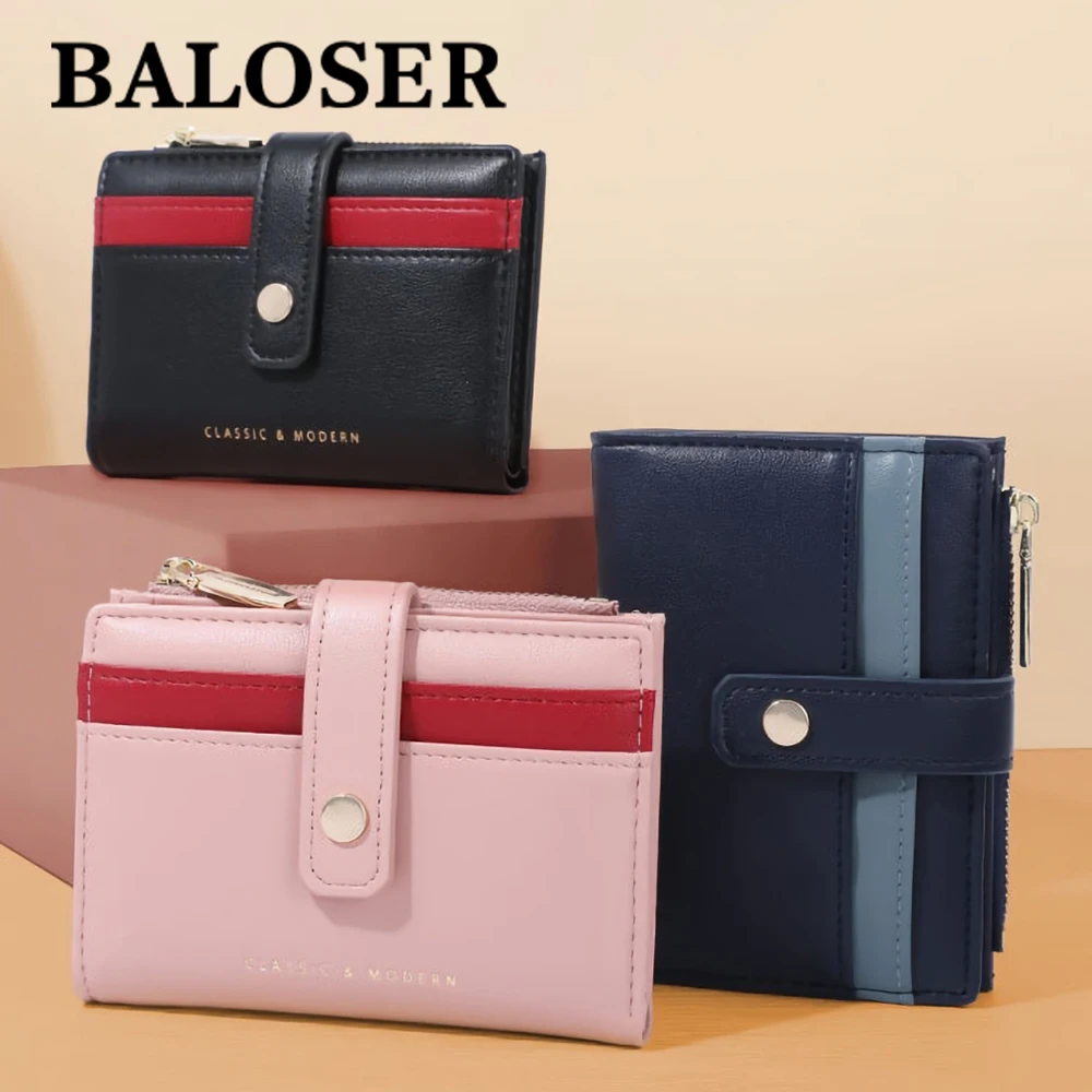 

Женский кожаный кошелек двойного сложения с отделением для кредитных карт и удостоверения личности