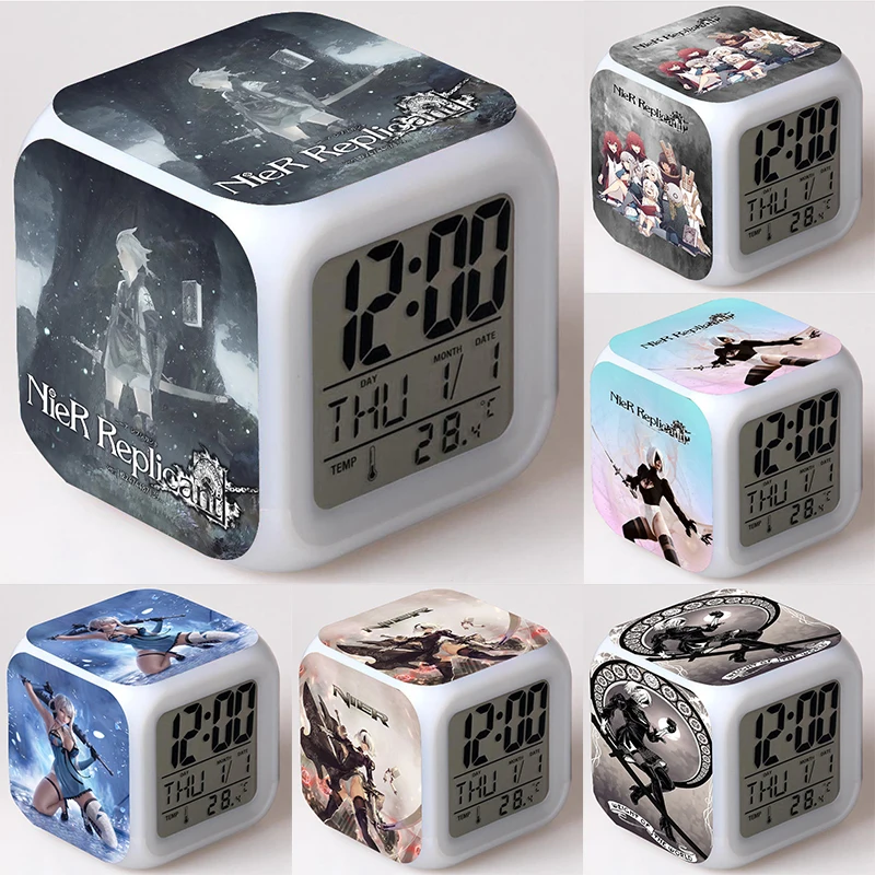 

NieR Replicant Digital Alarm Clock LED Touch Figures Multi-function Despertador Led Clock Kids Toddler Children Gift Toys