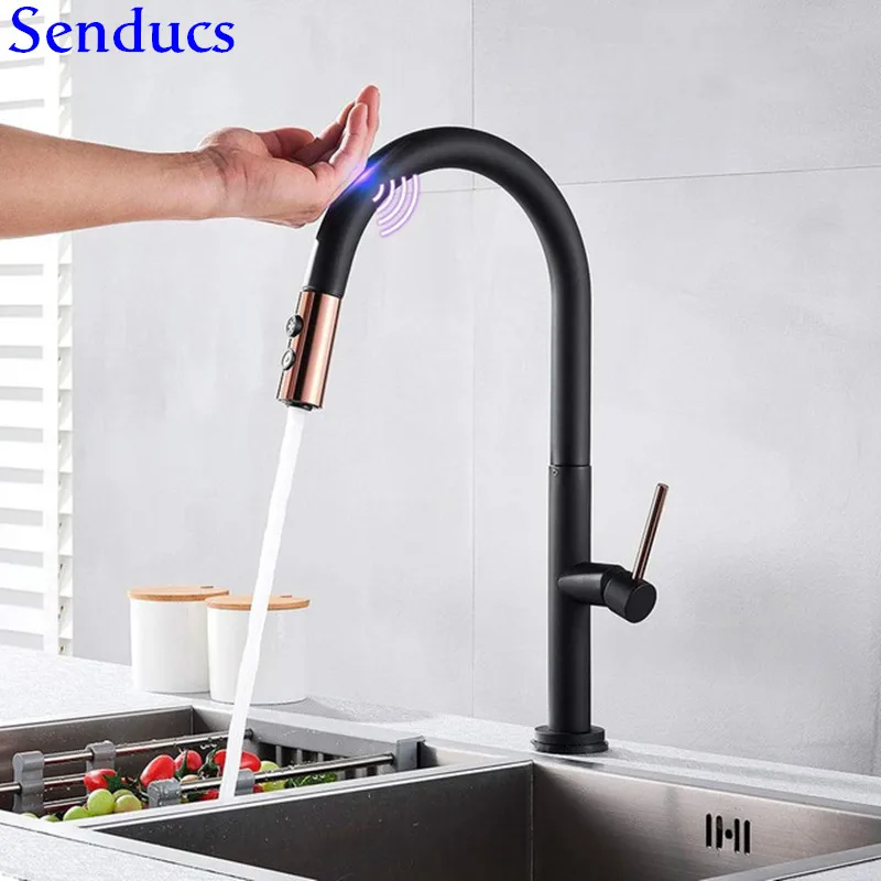 

White Black Touch Kitchen Faucet Pull Down Kitchen Faucet 4 Inch Hand Held Nozzle 2 Water Outlet Modes Rotate 360 Degrees