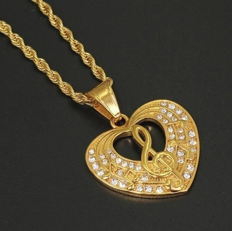 Ожерелье Стразы в стиле хип хоп со сверкающими блестками из нержавеющей стали