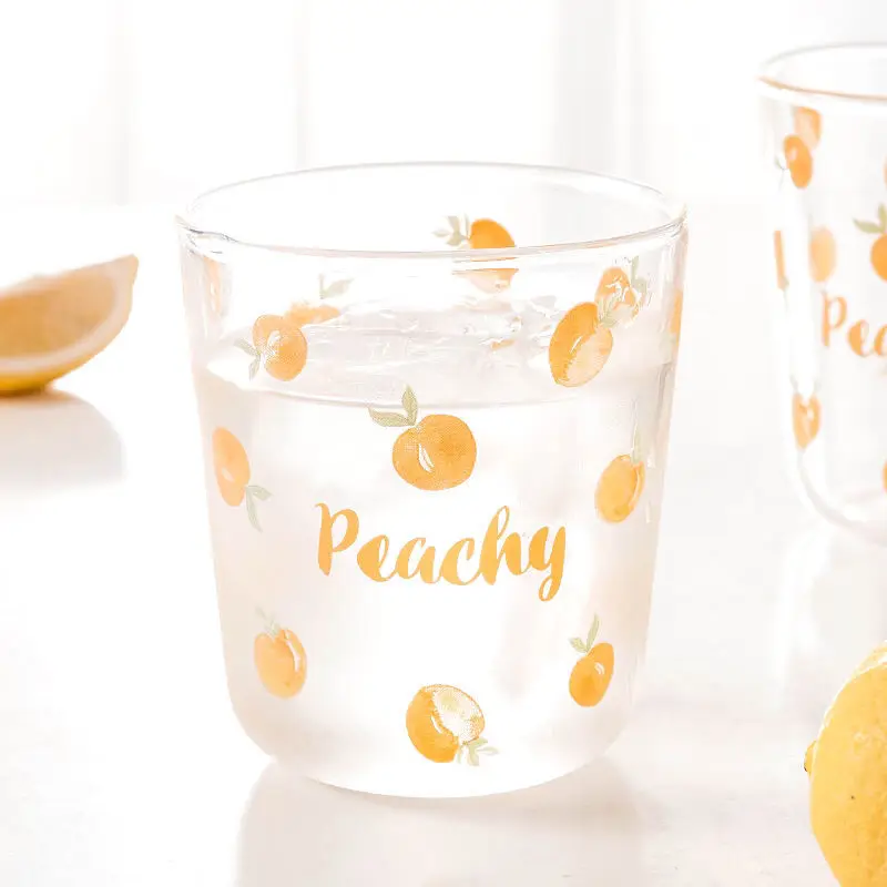 Желтая персиковая стеклянная простая Бытовая чашка для молока термостойкая