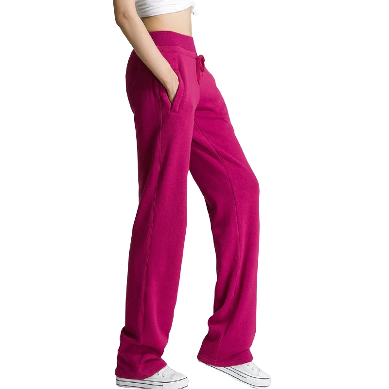

2021 Winter Women Fleece Pants Solid Color Thick Plush Warm Trousers Female Casual Drawstring Workout Loose Sweatpants FC1723