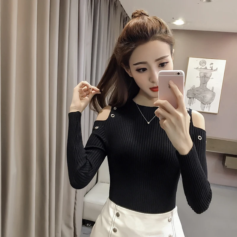 COIGARSAM Повседневная полосатая блузка женская новая весенняя Вязаная блуза с