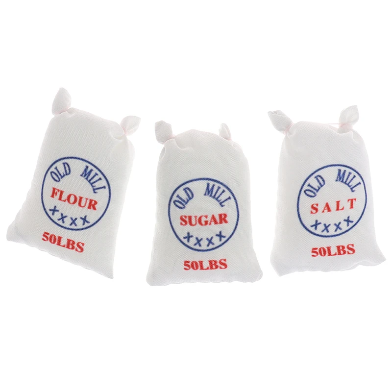 

1:12 Dollhouse Miniature Mini Flour Salt Sugar Cloth Bag Kitchen Accessories Food Miniature