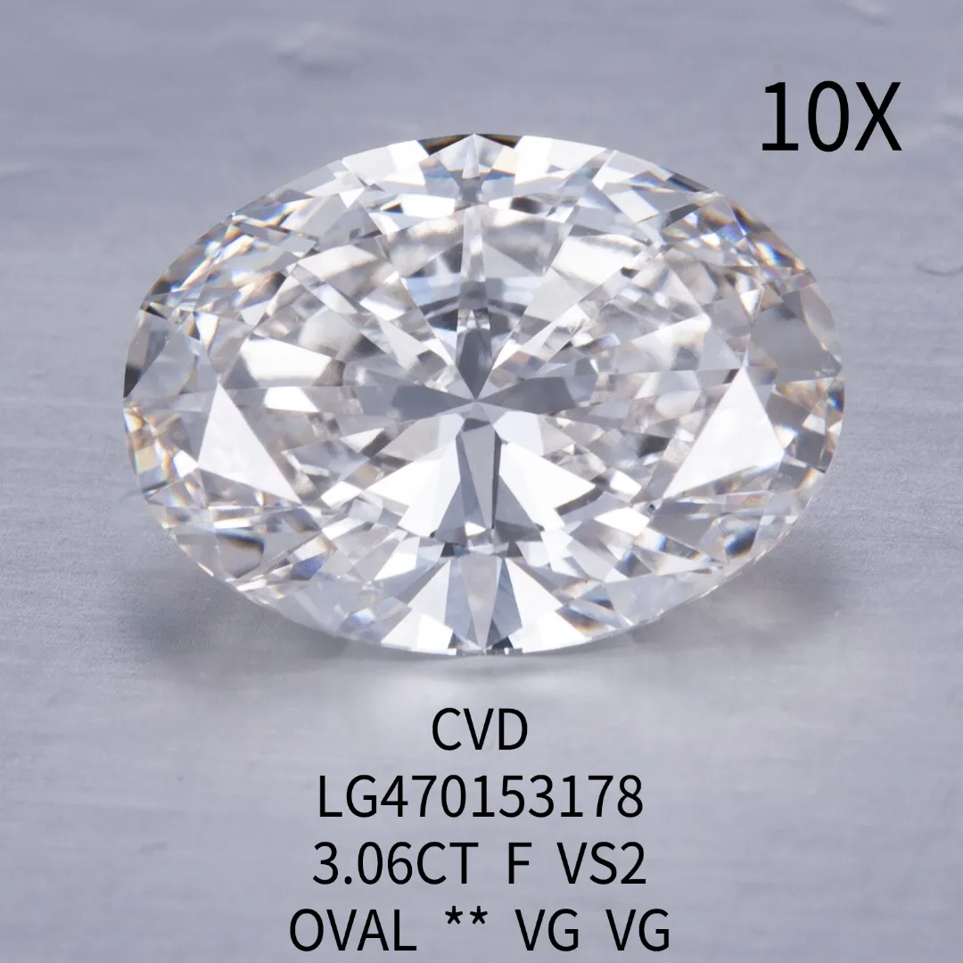 3.06ct CVD Oval Shape Lab Grown Diamond F VS2 IGI Certificate