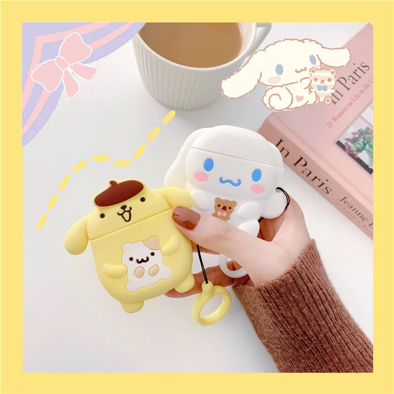 Чехол для наушников AirPods, силиконовый чехол с милым аниме Love, защитный чехол для Apple Air pods, 2 наушника, чехол для наушников, кольцевой ремешок