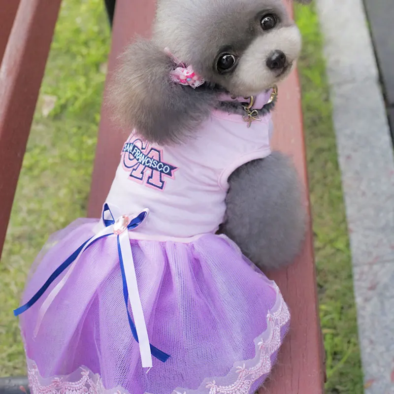 Одежда для собак платье маленьких милое принцессы весенне летнее кружевное
