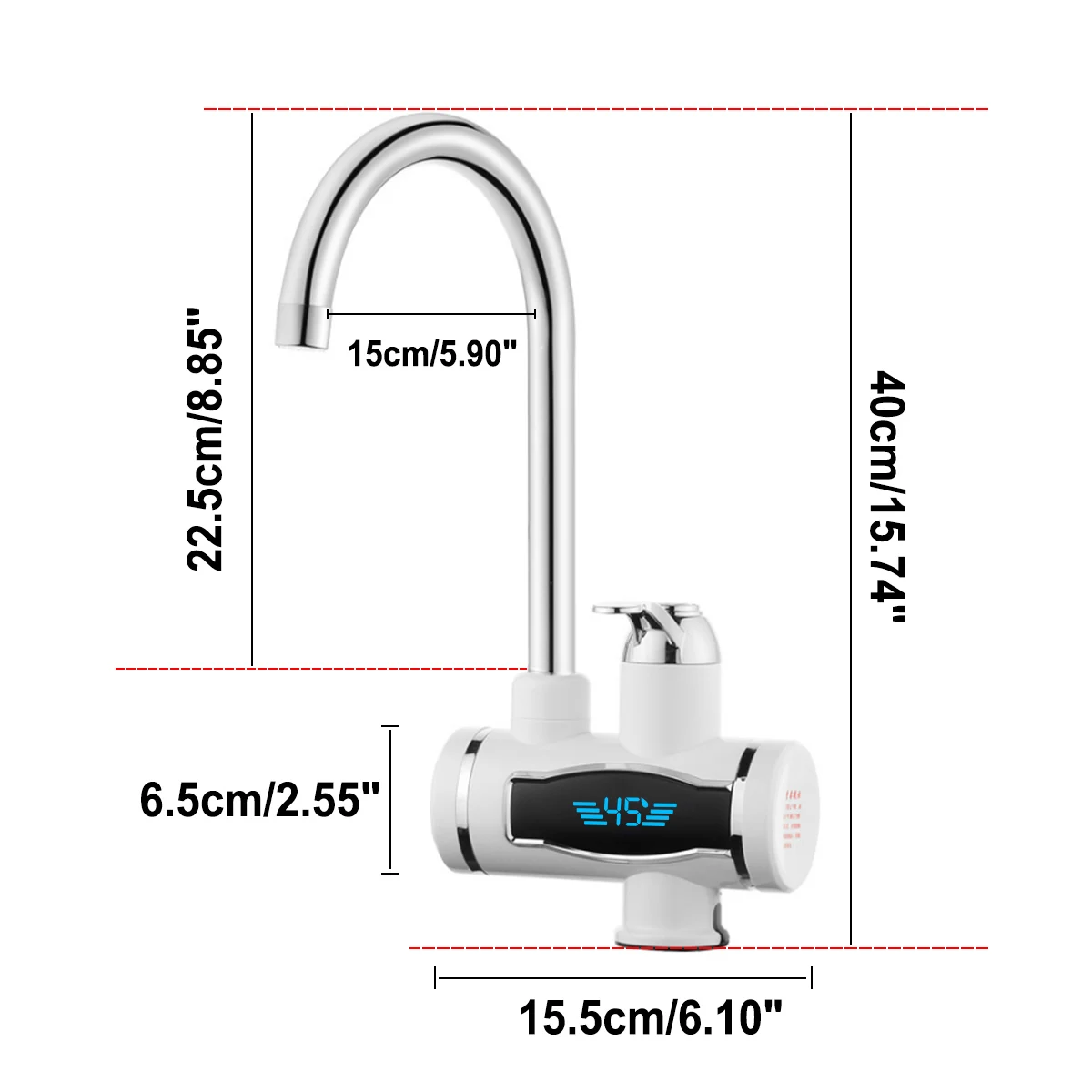 

Home 220V 3000W Instant Electric Faucet Tap Hot Water Heater Stainless Steel Under Inflow LED Display Bathroom Kitchen