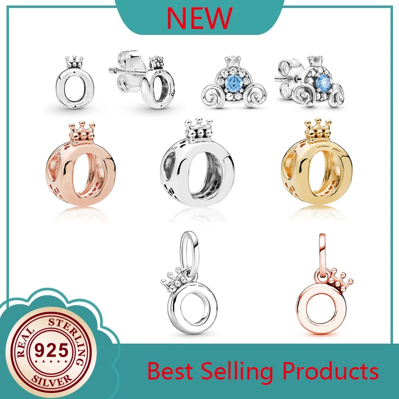

Original 925 Sterling Silver Women's Earring Polished Crown O Earring For Women Wedding Gift Fashion Jewelry