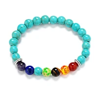bohemian fashion 7 color 8mm mixed stone chakra beads bracelet for women men volcanic rock casual bracelets
