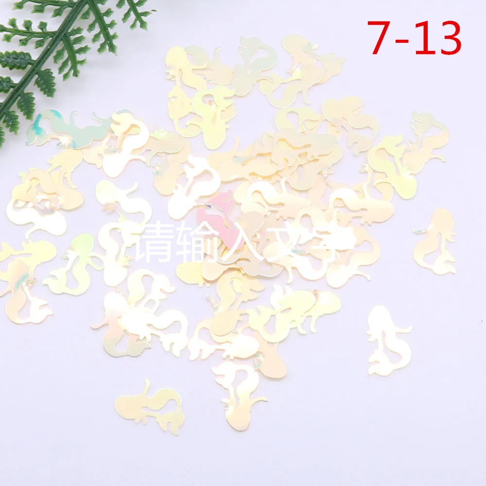 Золотистых смешанных Цвет упаковка 8x12 мм Форма русалки ПВХ блестки надувные Стандартный кристаллический грунт для мобильного телефона Diy Sz-094