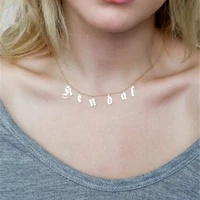 dangle name choker custom name necklace initial necklace stainless steel name jewelry for women bridesmaid wedding gift